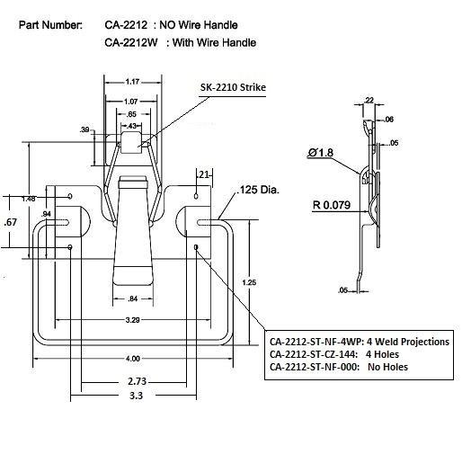 CA2212 Draw Latch with Optional Wire Handle , Latches & Catches